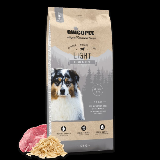 Chicopee Classic Nature Light-Храна за кучета при наднормено тегло с агне и ориз, 15кг